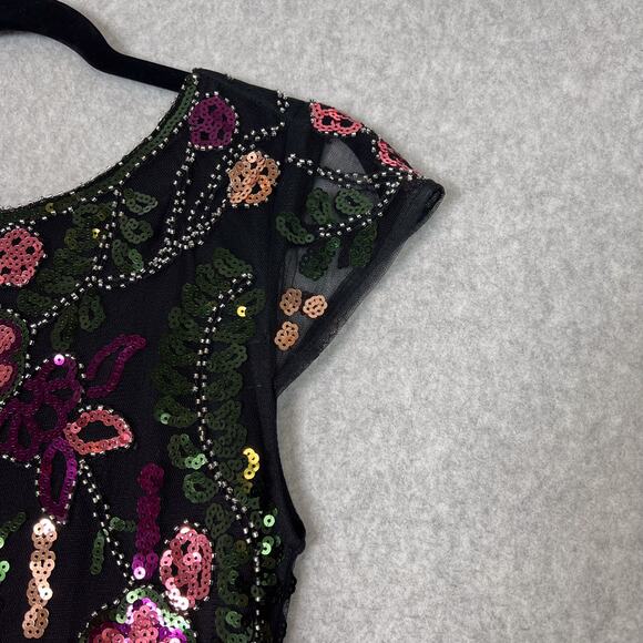 Lulus Black Era of Opulence Burgundy Sequin Cap Sleeve Maxi Dress Size Small - Picture 9 of 13